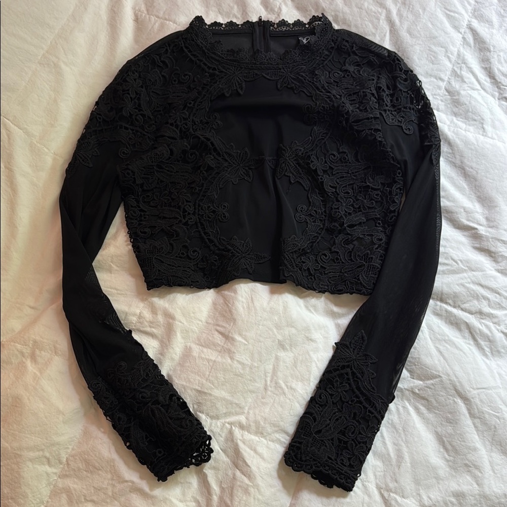 Windsor Black Embellished Crop Blouse